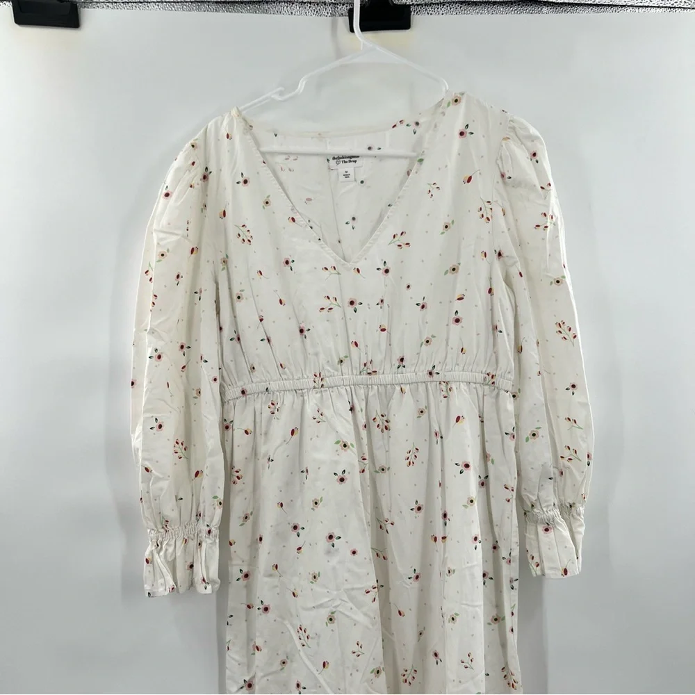 Thefashionguitar the drop long sleeve maxi dress white floral size M